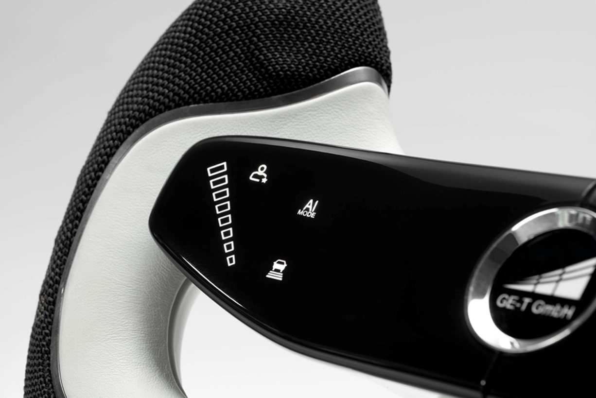 The Steering Wheel of Tomorrow: Rethinking Mobility with LEONHARD KURZ Steering wheel for GE-T with futuristic controls by LEONHARD KURZ