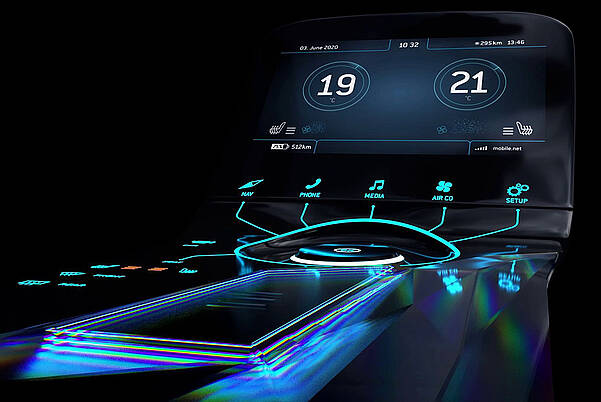 Auto center console with Human Machine Interface (HMI) by LEONHARD KURZ