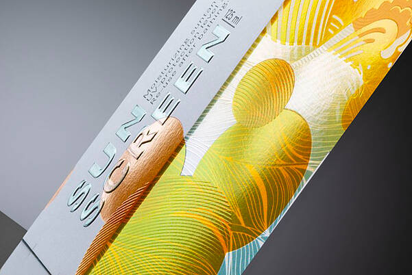 Yellow semi-transparent folding box surface design