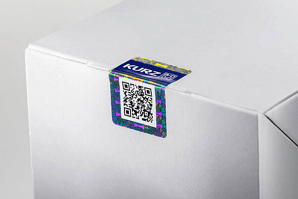 Packaging with holographic security label as security seal